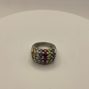 Vibrant Silver Ring with Multicolor Gemstones
